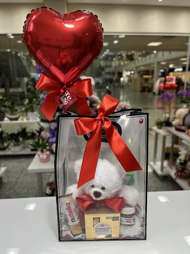 Bag Transparente Com Urso e Chocolates 