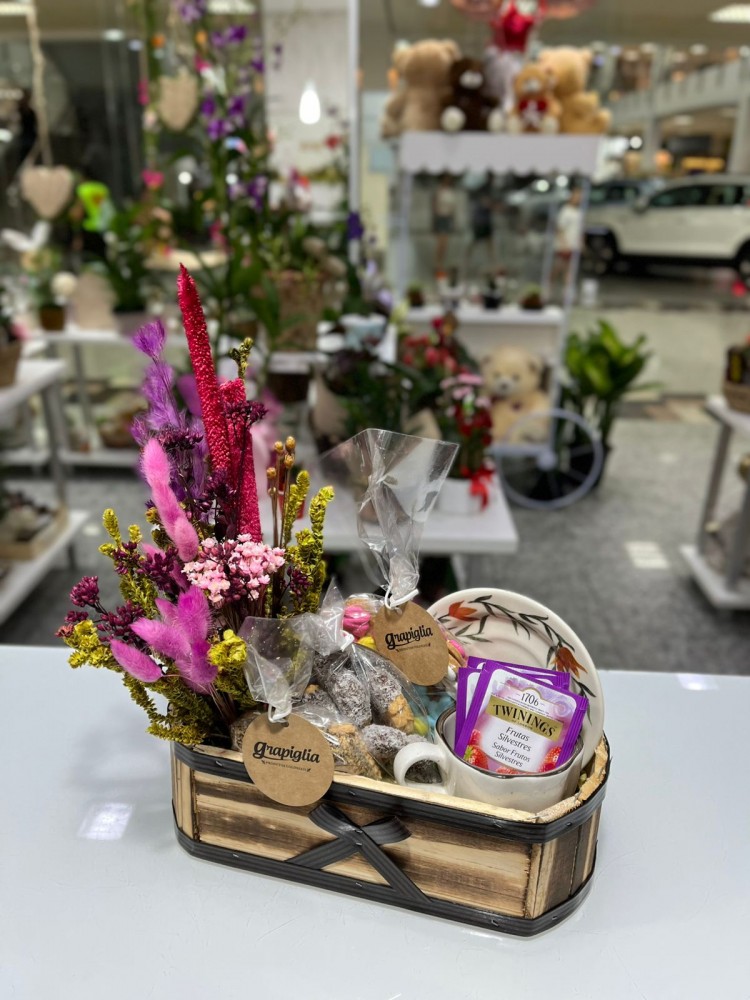 Cesta de Chá com Flores Desidratadas