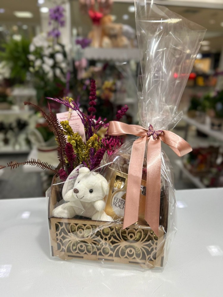 Mini Cesta com Flores Desidratadas